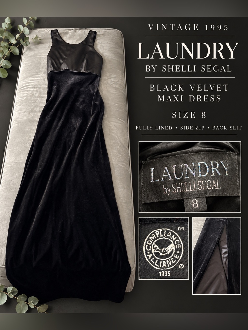 Laundry by Shelli Segal Black Velvet Maxi Dress